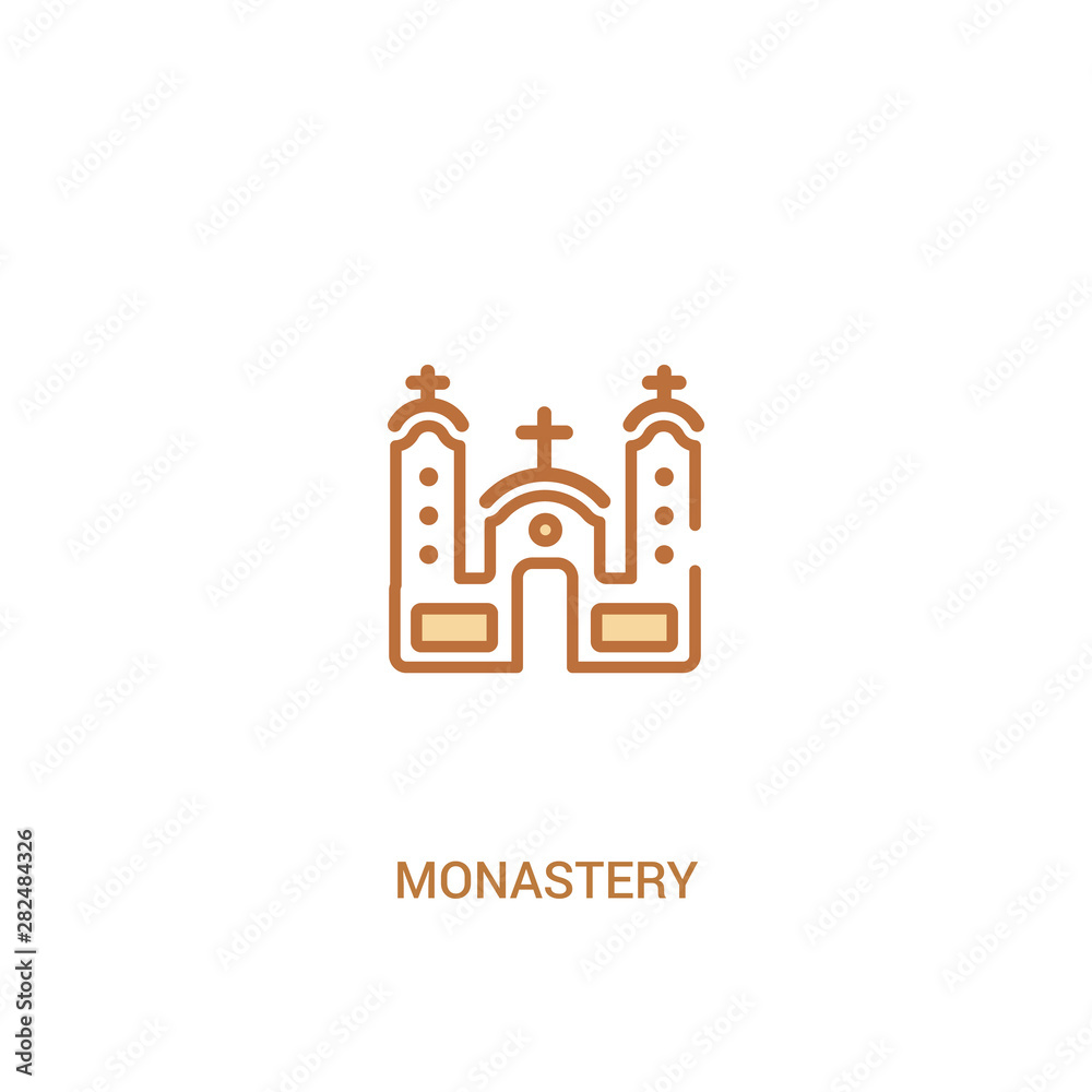 monastery concept 2 colored icon. simple line element illustration. outline brown monastery symbol. can be used for web and mobile ui/ux.