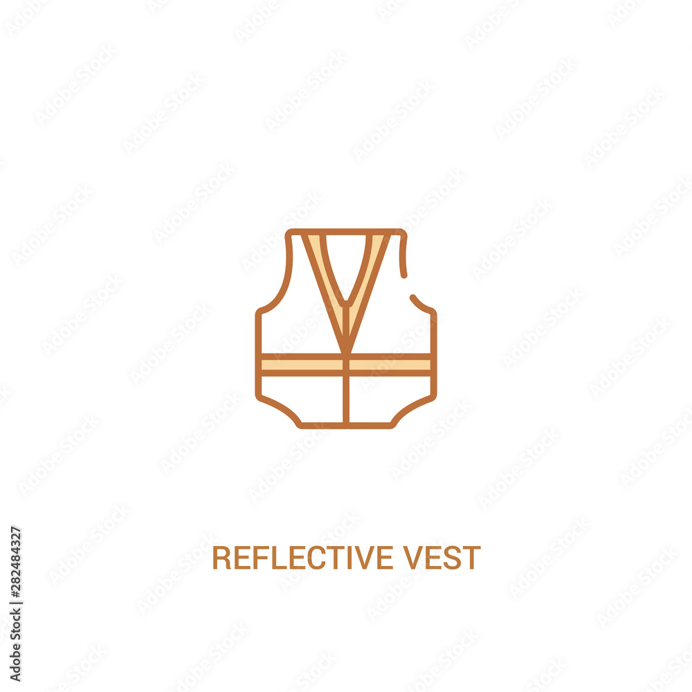 reflective vest concept 2 colored icon. simple line element illustration. outline brown reflective vest symbol. can be used for web and mobile ui/ux.