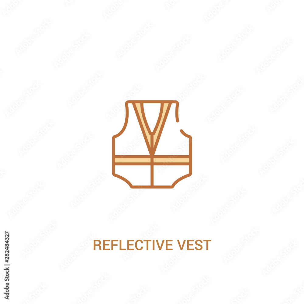 reflective vest concept 2 colored icon. simple line element illustration. outline brown reflective vest symbol. can be used for web and mobile ui/ux. reflective vest concept 2 colored icon. simple line element illustration. outline brown reflective vest symbol. can be used for web and mobile ui/ux.