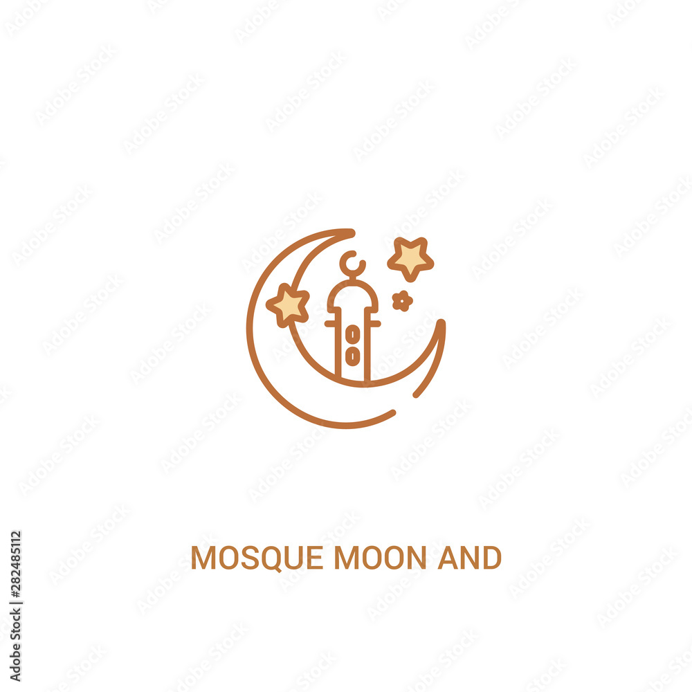 mosque moon and star concept 2 colored icon. simple line element illustration. outline brown mosque moon and star symbol. can be used for web and mobile ui/ux.