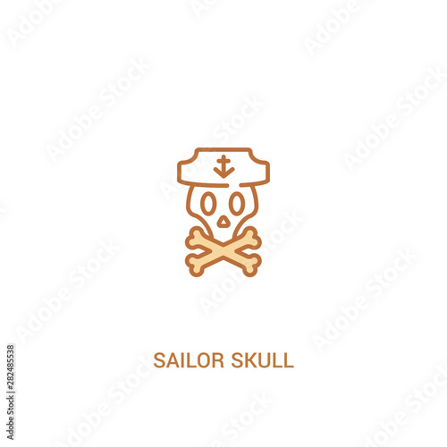 sailor skull concept 2 colored icon. simple line element illustration. outline brown sailor skull symbol. can be used for web and mobile ui/ux.