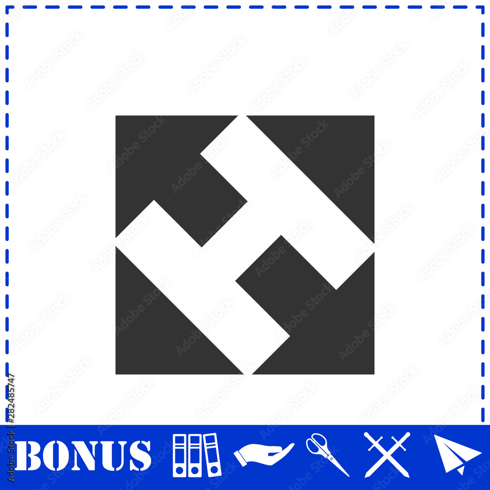 Helicopter landing pad icon flat
