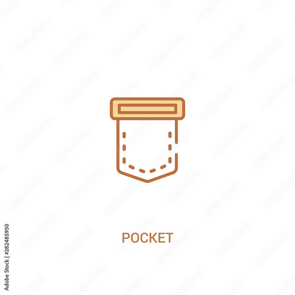 pocket concept 2 colored icon. simple line element illustration. outline brown pocket symbol. can be used for web and mobile ui/ux.