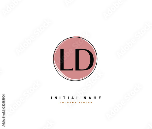 L D LD Beauty vector initial logo, handwriting logo of initial signature, wedding, fashion, jewerly, boutique, floral and botanical with creative template for any company or business. photo