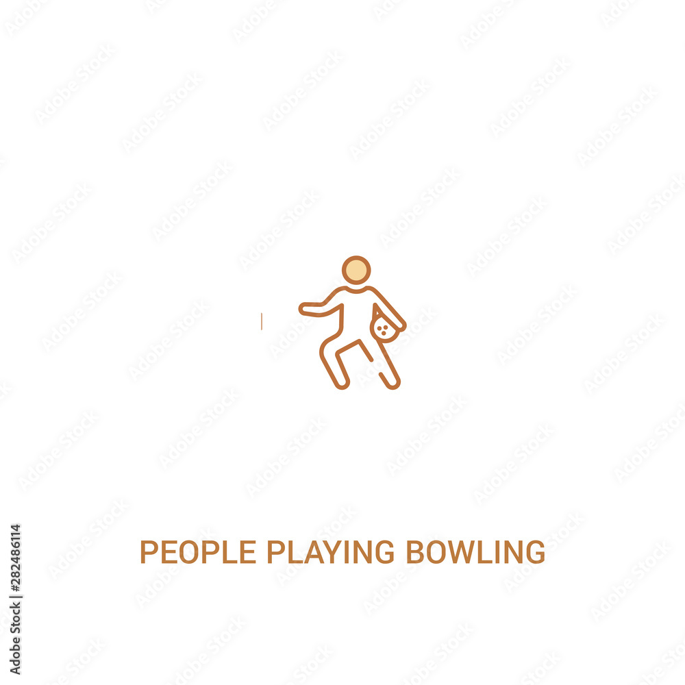 people playing bowling concept 2 colored icon. simple line element illustration. outline brown people playing bowling symbol. can be used for web and mobile ui/ux.