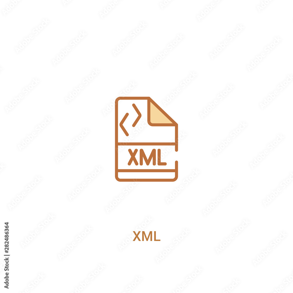 xml concept 2 colored icon. simple line element illustration. outline brown xml symbol. can be used for web and mobile ui/ux. xml concept 2 colored icon. simple line element illustration. outline brown xml symbol. can be used for web and mobile ui/ux.