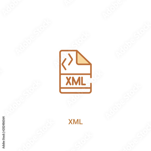 xml concept 2 colored icon. simple line element illustration. outline brown xml symbol. can be used for web and mobile ui/ux.