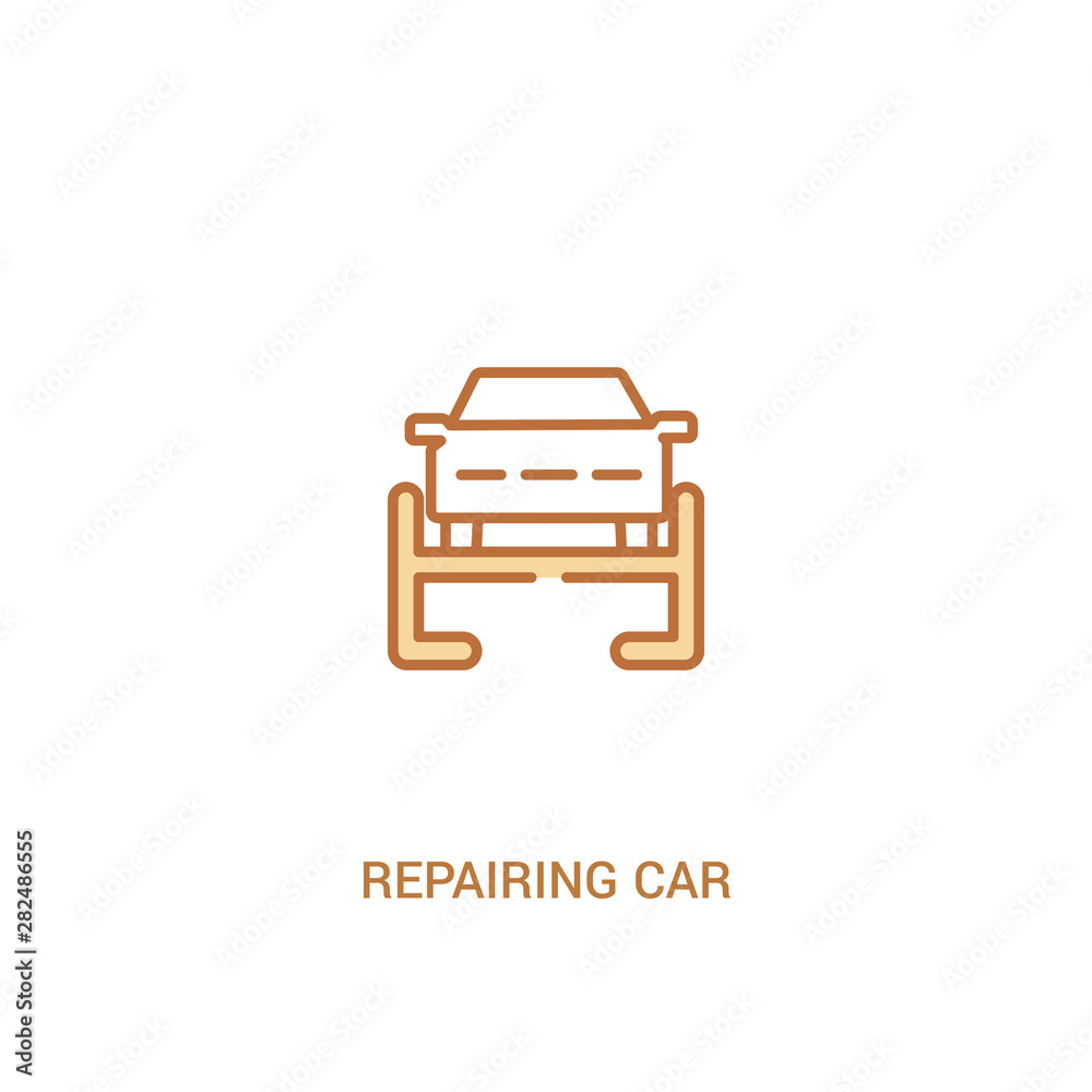 repairing car concept 2 colored icon. simple line element illustration. outline brown repairing car symbol. can be used for web and mobile ui/ux. repairing car concept 2 colored icon. simple line element illustration. outline brown repairing car symbol. can be used for web and mobile ui/ux.