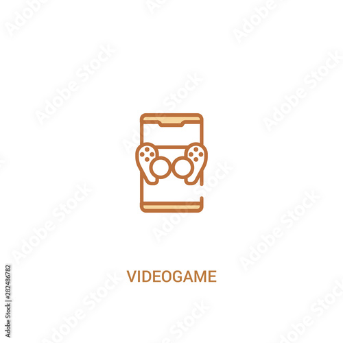videogame concept 2 colored icon. simple line element illustration. outline brown videogame symbol. can be used for web and mobile ui/ux.
