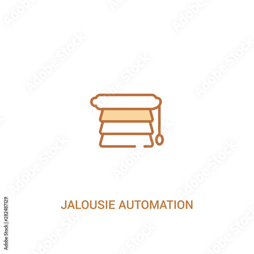 jalousie automation concept 2 colored icon. simple line element illustration. outline brown jalousie automation symbol. can be used for web and mobile ui/ux.