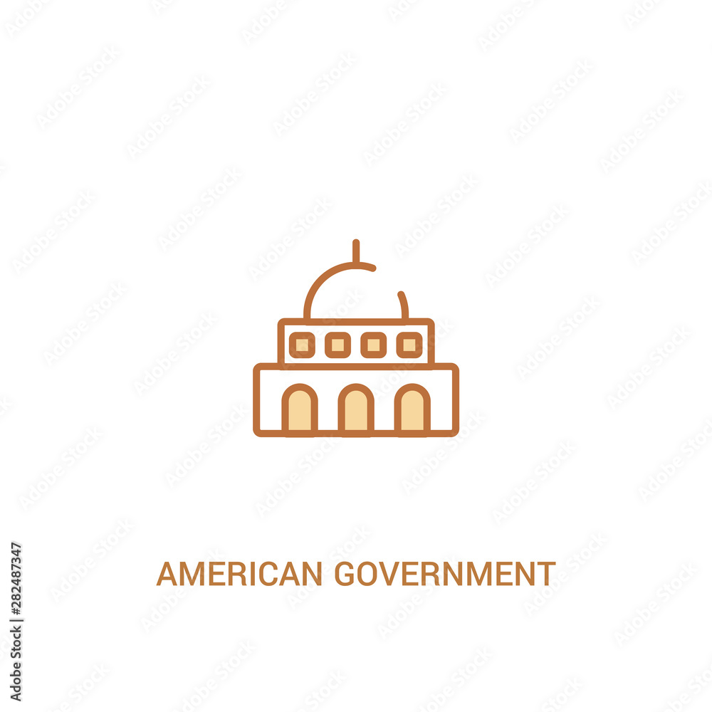 american government building concept 2 colored icon. simple line element illustration. outline brown american government building symbol. can be used for web and mobile ui/ux.