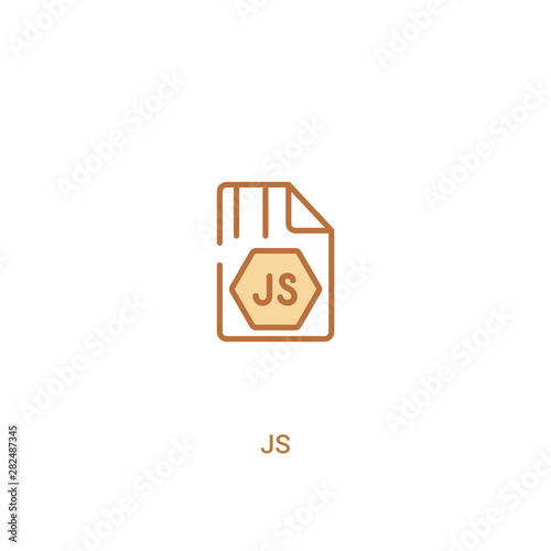 js concept 2 colored icon. simple line element illustration. outline brown js symbol. can be used for web and mobile ui/ux. photo