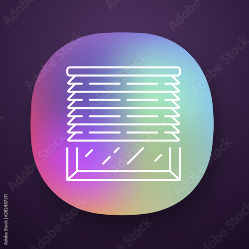 Venetian blinds app icon. House and office window jalousie. Kitchen, living room shutters. Darkening window treatments. UI/UX user interface. Web or mobile application. Vector isolated illustration