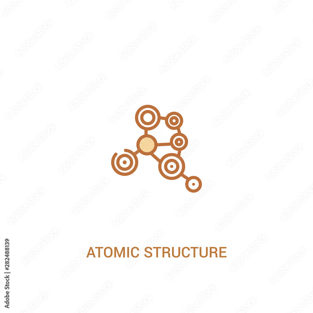 atomic structure concept 2 colored icon. simple line element illustration. outline brown atomic structure symbol. can be used for web and mobile ui/ux.