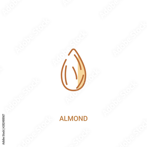 almond concept 2 colored icon. simple line element illustration. outline brown almond symbol. can be used for web and mobile ui/ux.