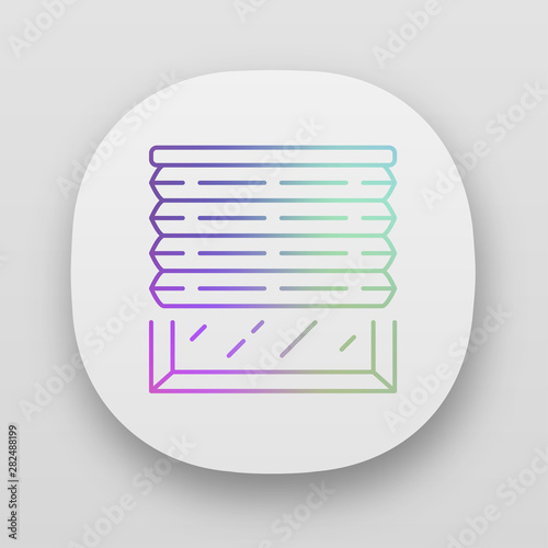 Pleated blinds app icon. Cellular shades. Window blinds. Roller shutters, jalousie. Interior design, home decor shop. UI/UX user interface. Web or mobile applications. Vector isolated illustrations