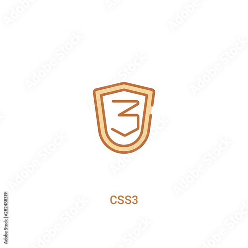 Free Download css3 concept 2 colored icon. simple line element illustration. outline brown css3 symbol. can be used for web and mobile ui/ux. - GFXLoad