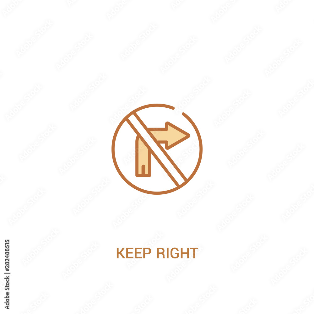 keep right concept 2 colored icon. simple line element illustration. outline brown keep right symbol. can be used for web and mobile ui/ux. keep right concept 2 colored icon. simple line element illustration. outline brown keep right symbol. can be used for web and mobile ui/ux.