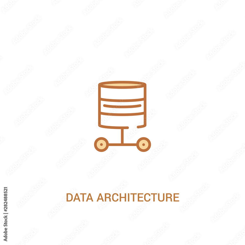 data architecture concept 2 colored icon. simple line element illustration. outline brown data architecture symbol. can be used for web and mobile ui/ux.