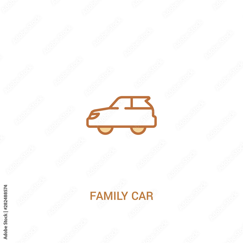 family car concept 2 colored icon. simple line element illustration. outline brown family car symbol. can be used for web and mobile ui/ux.