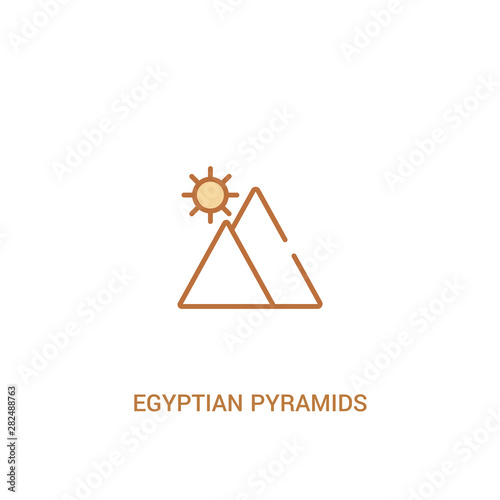 egyptian pyramids concept 2 colored icon. simple line element illustration. outline brown egyptian pyramids symbol. can be used for web and mobile ui/ux.