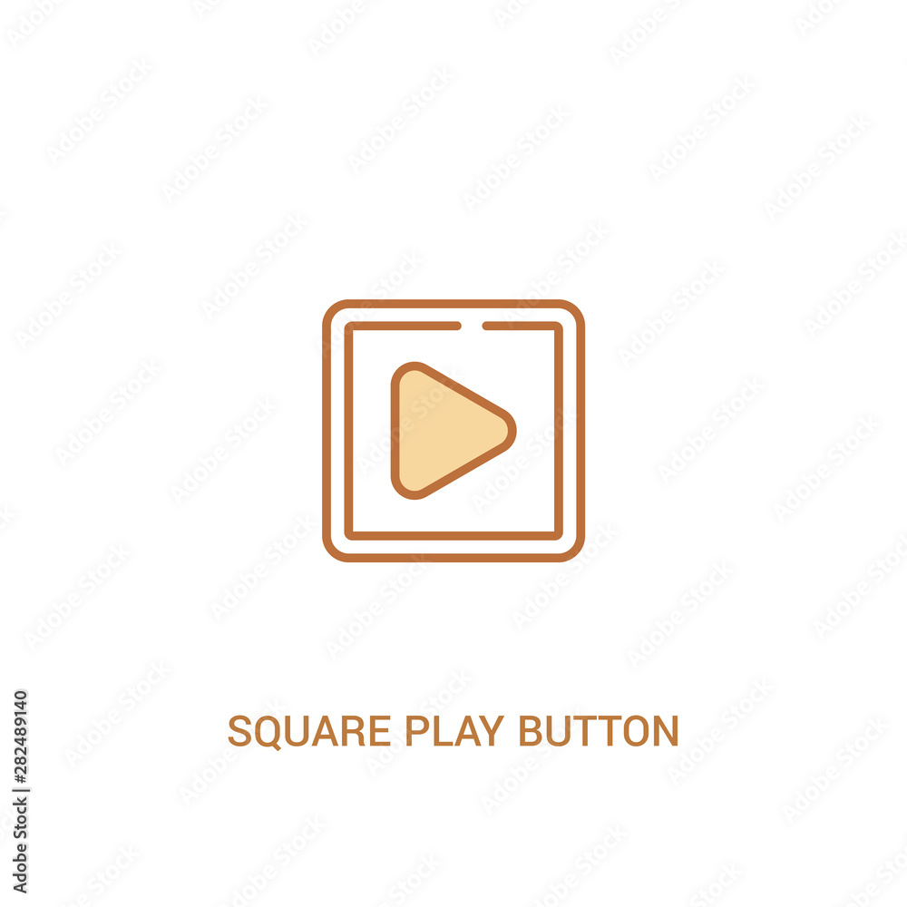 square play button concept 2 colored icon. simple line element illustration. outline brown square play button symbol. can be used for web and mobile ui/ux.