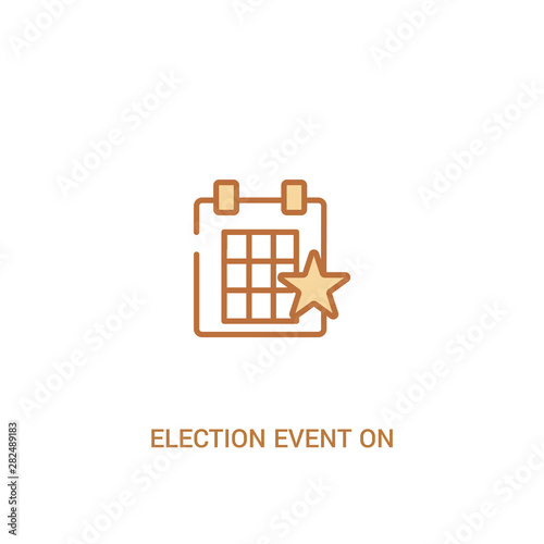 election event on a calendar with star concept 2 colored icon. simple line element illustration. outline brown election event on a calendar with star symbol. can be used for web and mobile ui/ux.