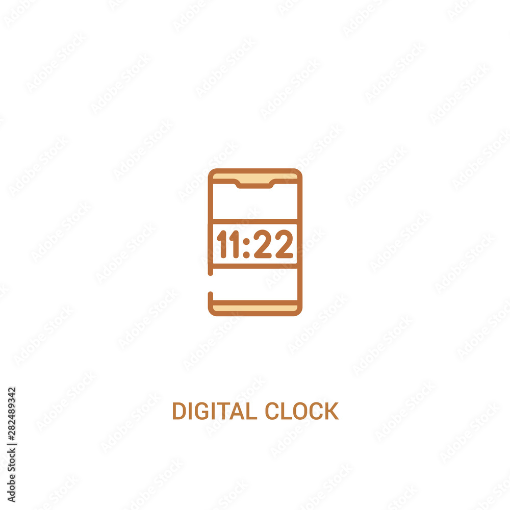 digital clock concept 2 colored icon. simple line element illustration. outline brown digital clock symbol. can be used for web and mobile ui/ux.
