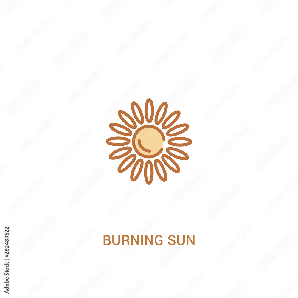 Fototapeta premium burning sun concept 2 colored icon. simple line element illustration. outline brown burning sun symbol. can be used for web and mobile ui/ux.