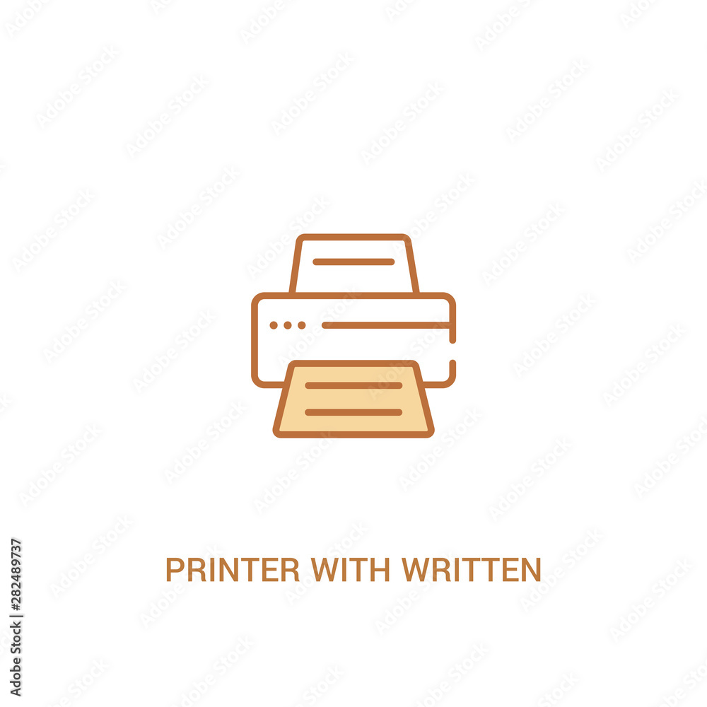 printer with written paper concept 2 colored icon. simple line element illustration. outline brown printer with written paper symbol. can be used for web and mobile ui/ux. printer with written paper concept 2 colored icon. simple line element illustration. outline brown printer with written paper symbol. can be used for web and mobile ui/ux.