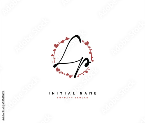 L P LP Beauty vector initial logo, handwriting logo of initial signature, wedding, fashion, jewerly, boutique, floral and botanical with creative template for any company or business.