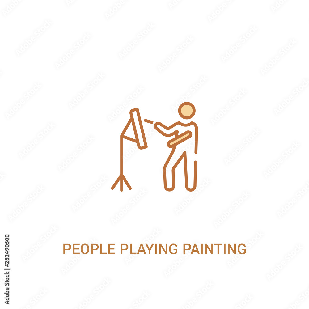 people playing painting concept 2 colored icon. simple line element illustration. outline brown people playing painting symbol. can be used for web and mobile ui/ux. people playing painting concept 2 colored icon. simple line element illustration. outline brown people playing painting symbol. can be used for web and mobile ui/ux.