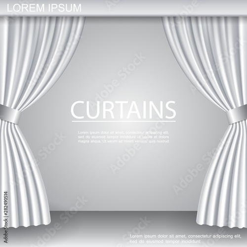 White Luxurious Elegant Opened Curtains Template