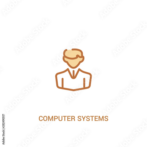 computer systems analyst concept 2 colored icon. simple line element illustration. outline brown computer systems analyst symbol. can be used for web and mobile ui/ux.