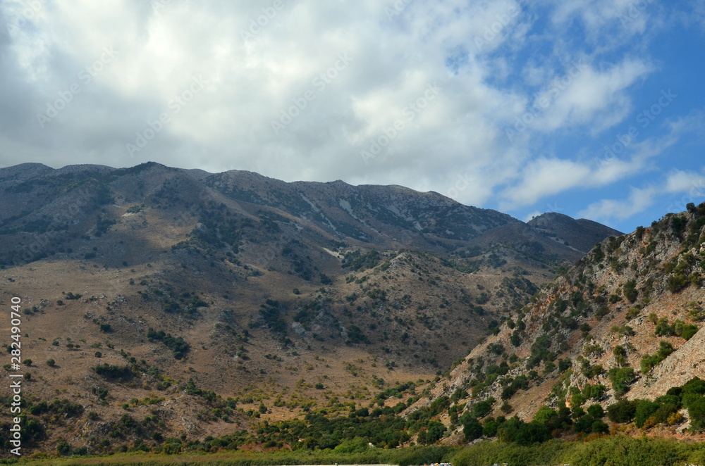 Mountain range near Lake Kourna on the island of Crete, Greece