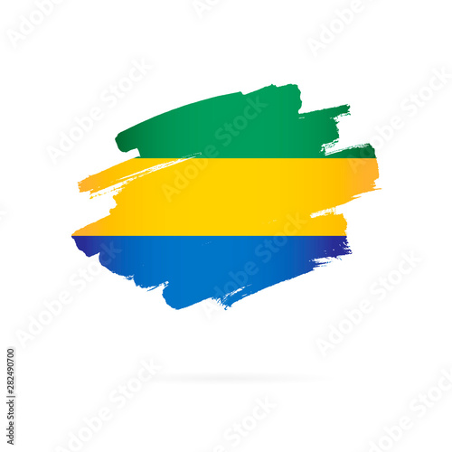 Gabon flag. Vector illustration. Brush strokes