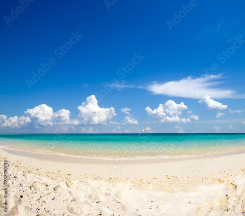 Fototapeta Naklejka Na Ścianę i Meble -  tropical Maldives island with white sandy beach and sea