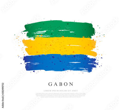 Flag of Gabon. Brush strokes are drawn by hand.
