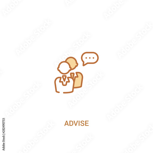 advise concept 2 colored icon. simple line element illustration. outline brown advise symbol. can be used for web and mobile ui/ux.