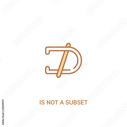 is not a subset concept 2 colored icon. simple line element illustration. outline brown is not a subset symbol. can be used for web and mobile ui/ux.
