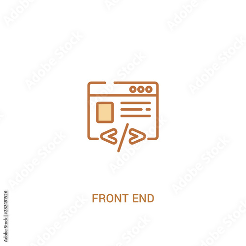 front end concept 2 colored icon. simple line element illustration. outline brown front end symbol. can be used for web and mobile ui/ux.