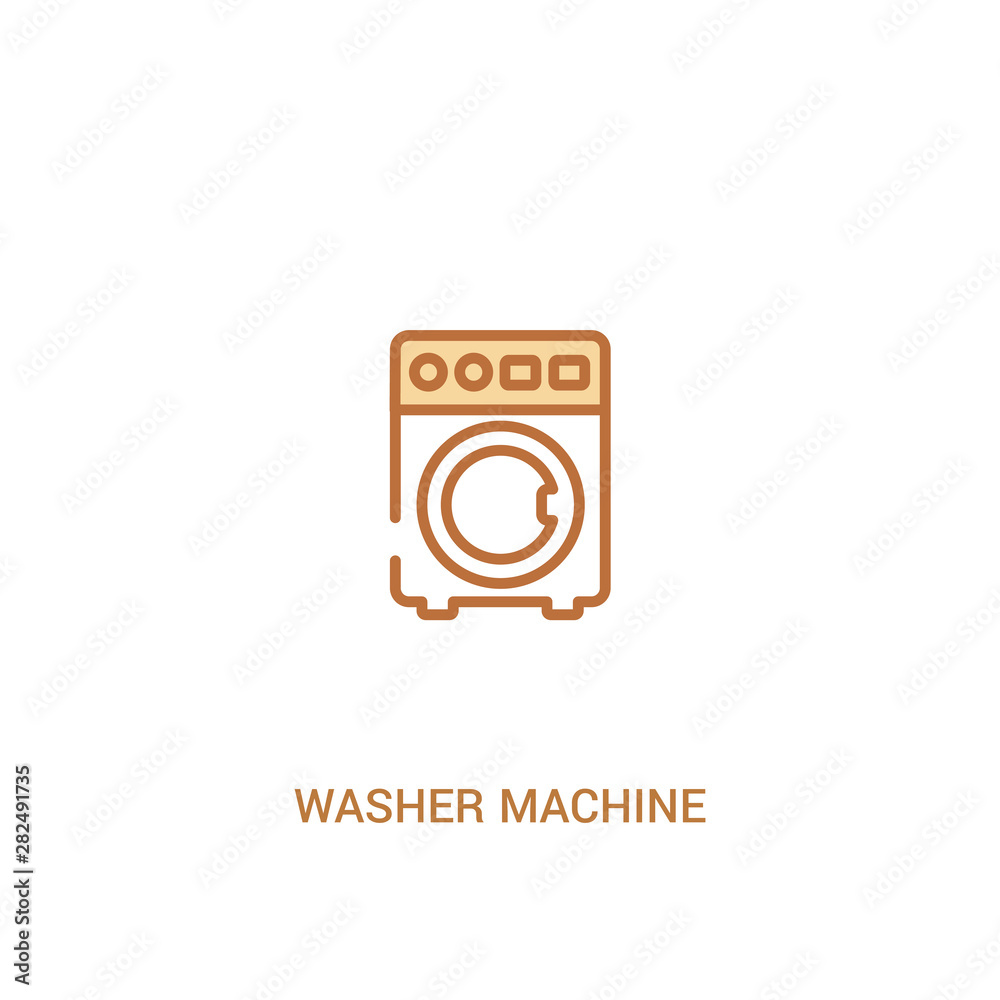 washer machine concept 2 colored icon. simple line element illustration. outline brown washer machine symbol. can be used for web and mobile ui/ux.