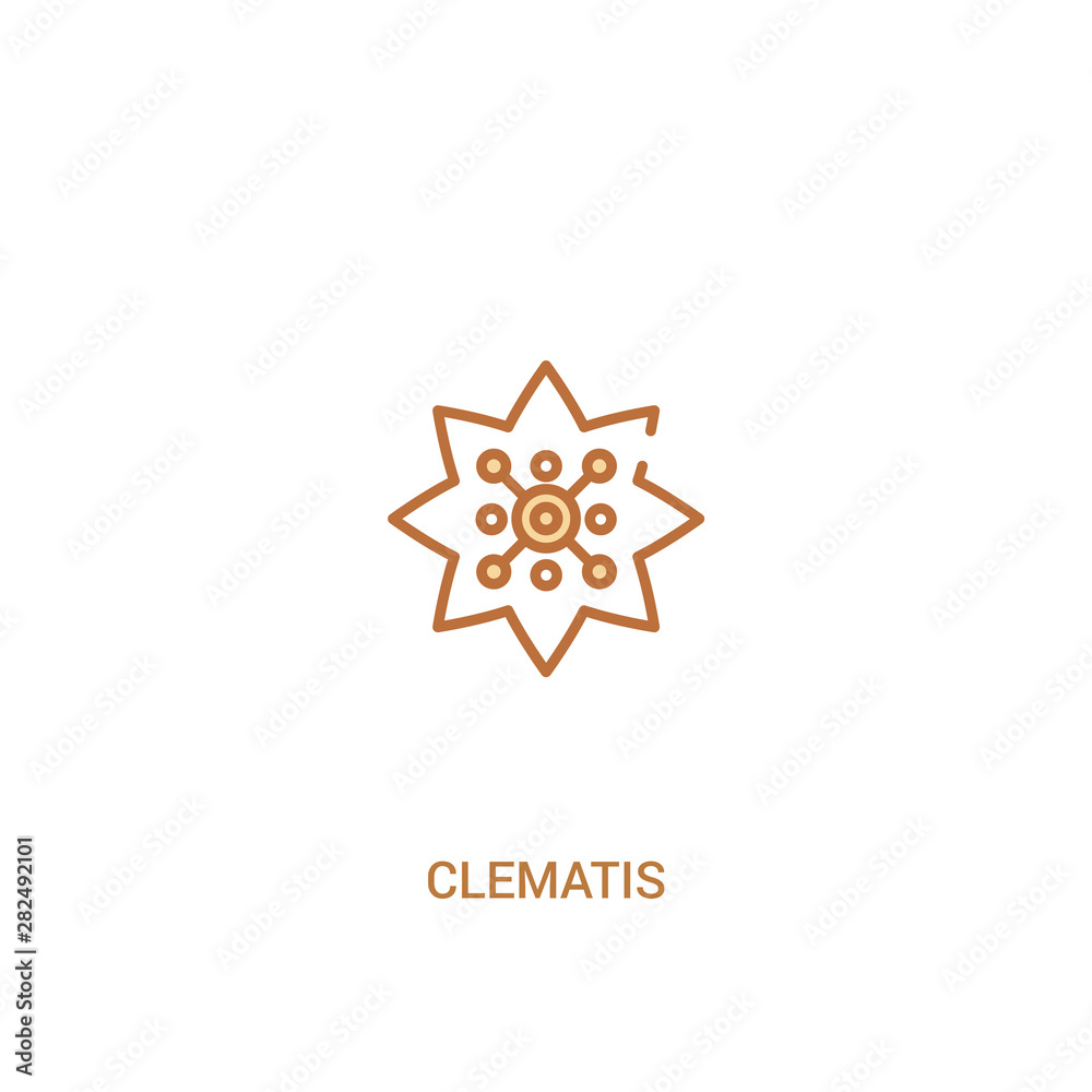 clematis concept 2 colored icon. simple line element illustration. outline brown clematis symbol. can be used for web and mobile ui/ux.