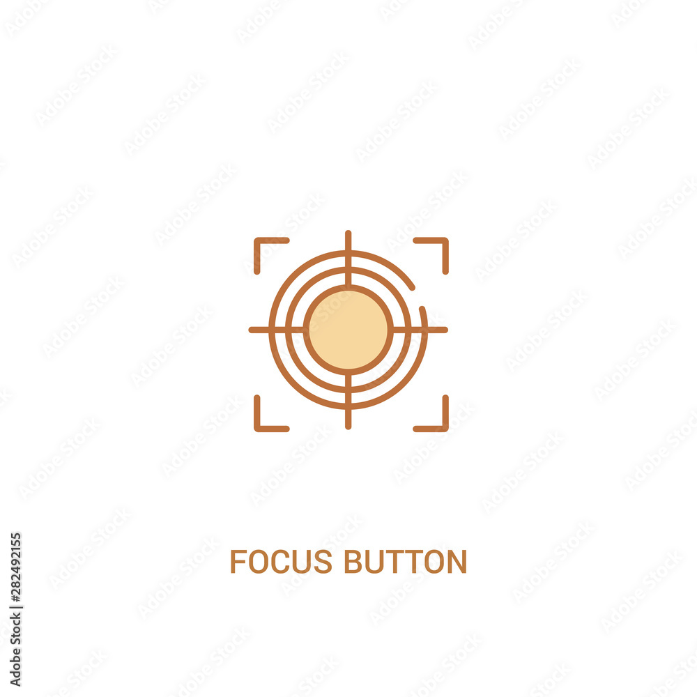focus button concept 2 colored icon. simple line element illustration. outline brown focus button symbol. can be used for web and mobile ui/ux.