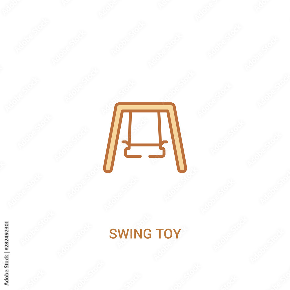 swing toy concept 2 colored icon. simple line element illustration. outline brown swing toy symbol. can be used for web and mobile ui/ux.