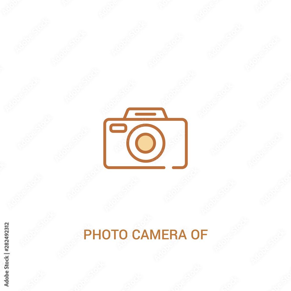 photo camera of rounded square shape concept 2 colored icon. simple line element illustration. outline brown photo camera of rounded square shape symbol. can be used for web and mobile ui/ux.