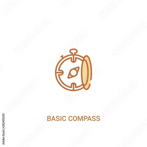 basic compass concept 2 colored icon. simple line element illustration. outline brown basic compass symbol. can be used for web and mobile ui/ux.