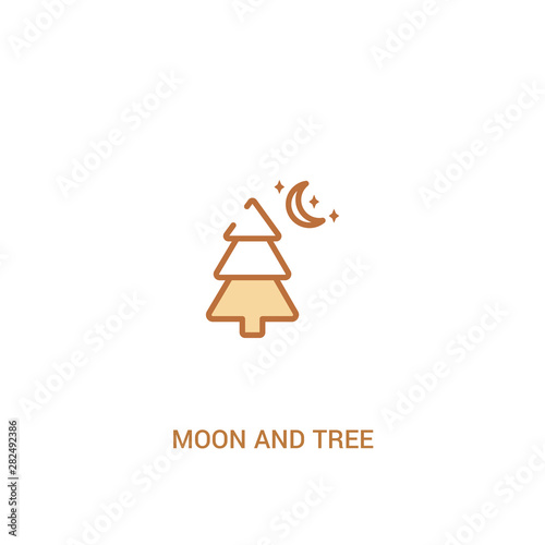 moon and tree concept 2 colored icon. simple line element illustration. outline brown moon and tree symbol. can be used for web and mobile ui/ux.