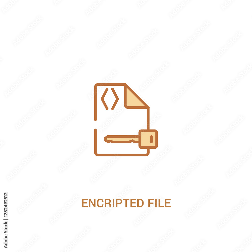 encripted file concept 2 colored icon. simple line element illustration. outline brown encripted file symbol. can be used for web and mobile ui/ux.