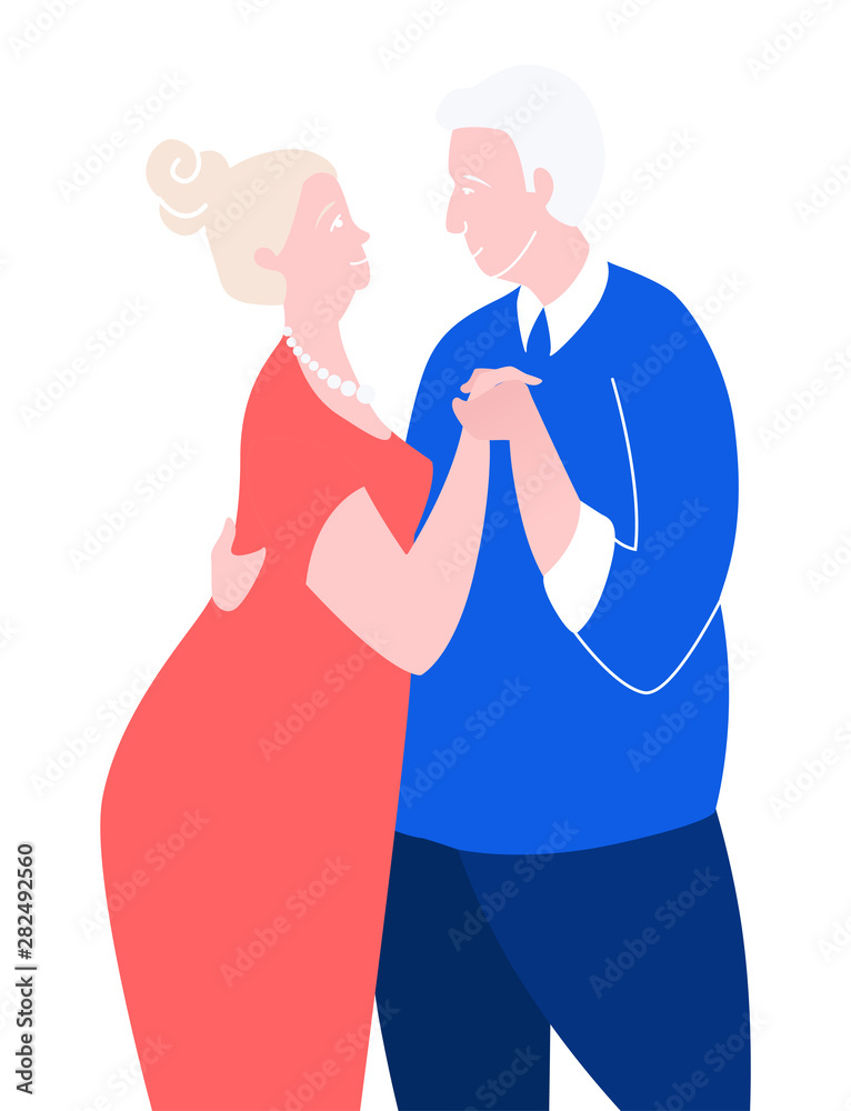 Two loving seniors man woman hugging dancing face to face. Two loving seniors man woman hugging dancing face to face.